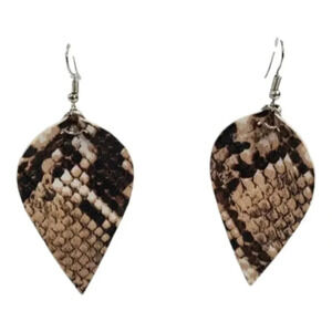 Snakeskin Print Faux Leather Dangle Chic Lightweight Earrings  1br4